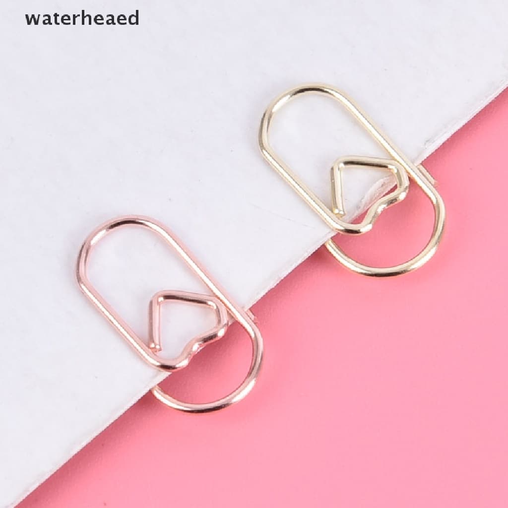(waterheaed) 50 Pçs/Saco mini Coração Dourado Rosa Cor De Ouro Clipe Marcador De Livro De Metal Clips De Papel Na Venda