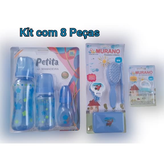 Kit Com 3 Mamadeiras Petita + Chupeta Pituca+ Kit Banho Murano Para Bebês Recém Nascidos.
