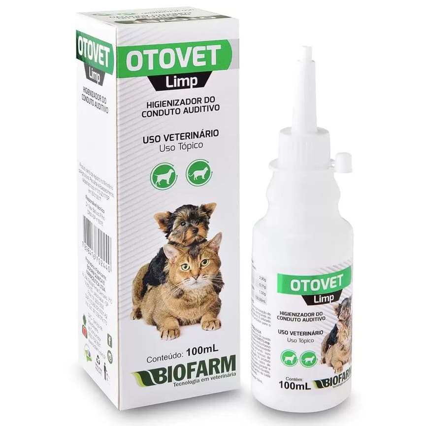Otovet Limp 100mL - Higienizador do Conduto Auditivo P/ Cães e Gatos