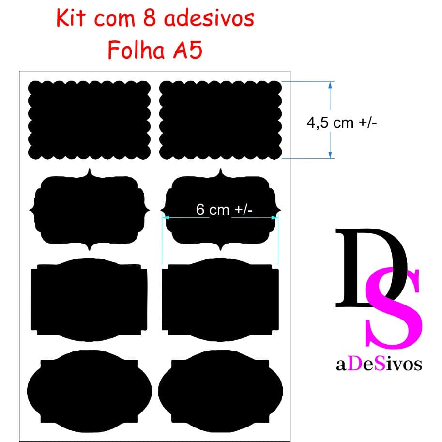 Adesivo Para Potes de Tempero Contact Tamanho A5 (Meia folha de sulfite)