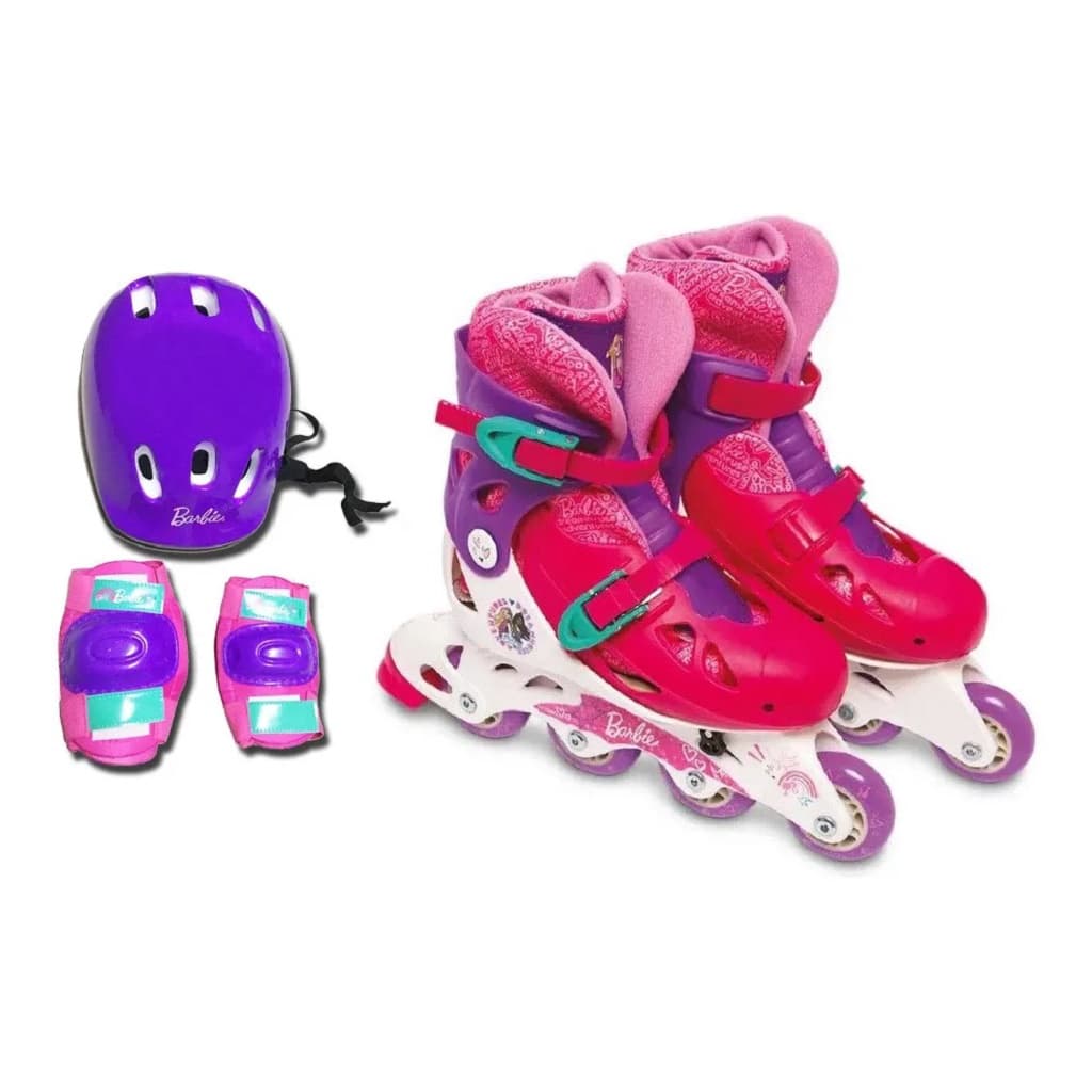 Barbie Patins Ajustavel 33 A 36 com Acessórios De Segurança F00108 - Fun