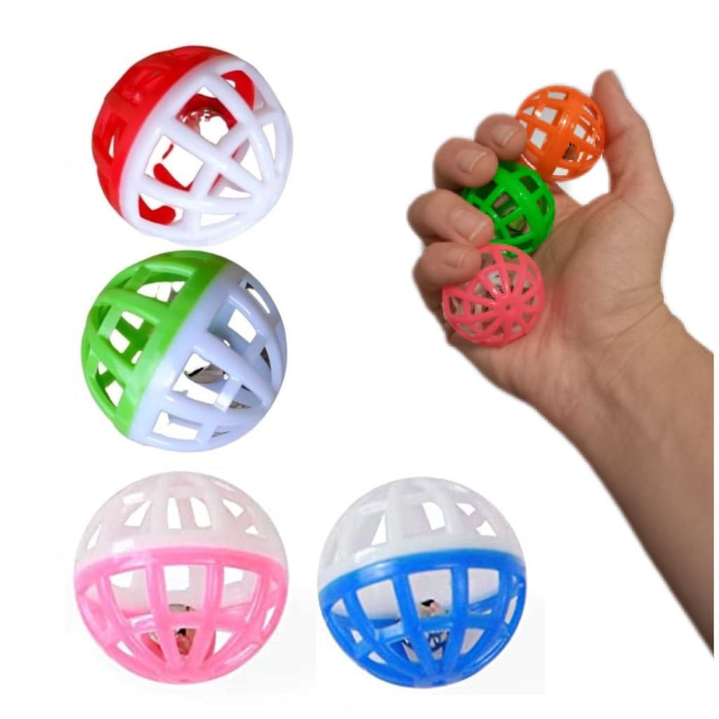 Brinquedo Kit 4 Bolinhas para Gato cachorro filhote pequeno calopsita Bola kit Bolinha Guizo faz barulho Colorida
