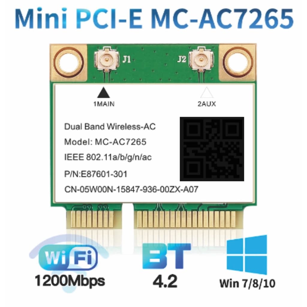 Placa Intel AC 7265 Wi-fi Wireless Dual Band 5ghz 2.4ghz Notebook Dell 3442 3443 3542 3543