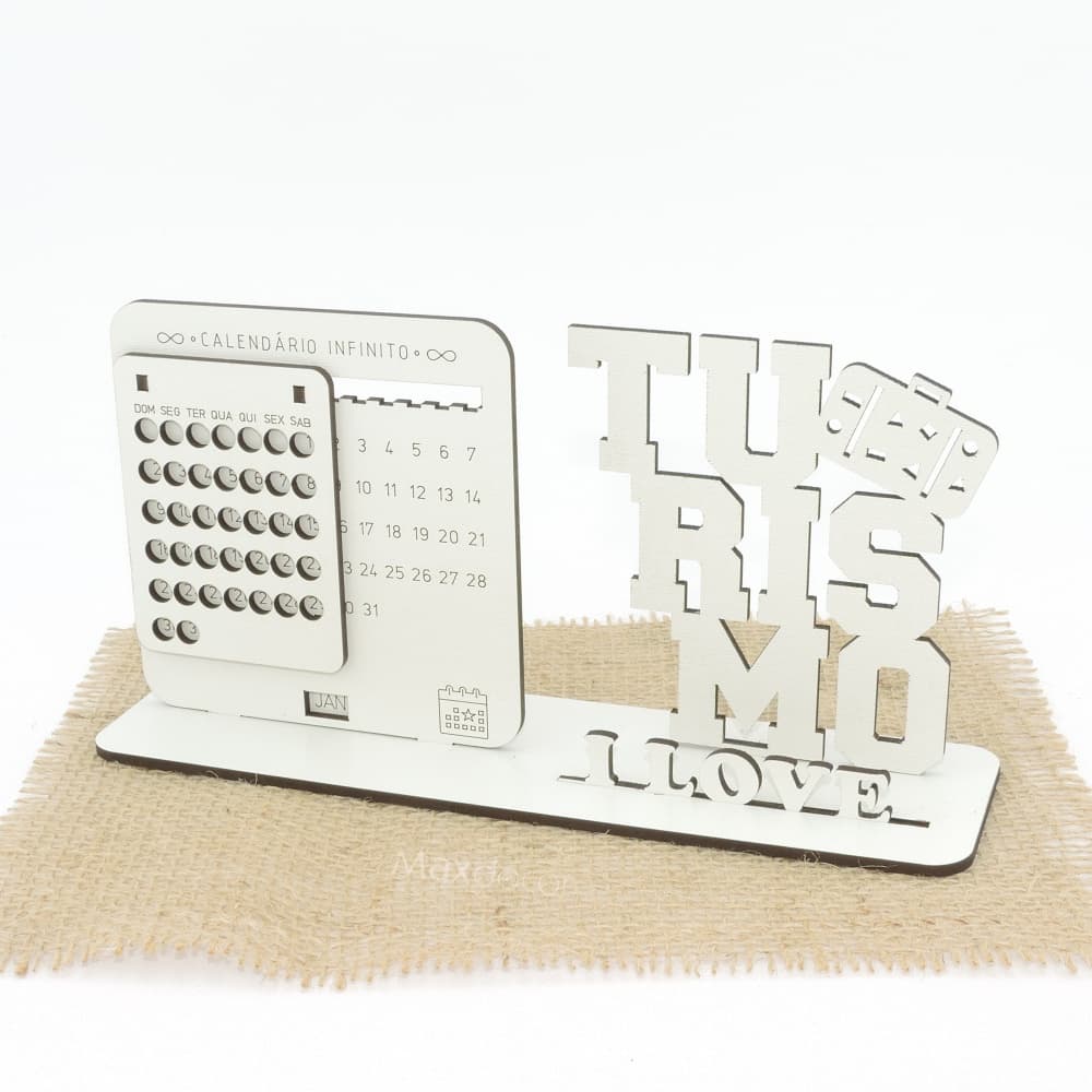 5 Calendário Infinito Personalizado Mdf Branco - Turismo