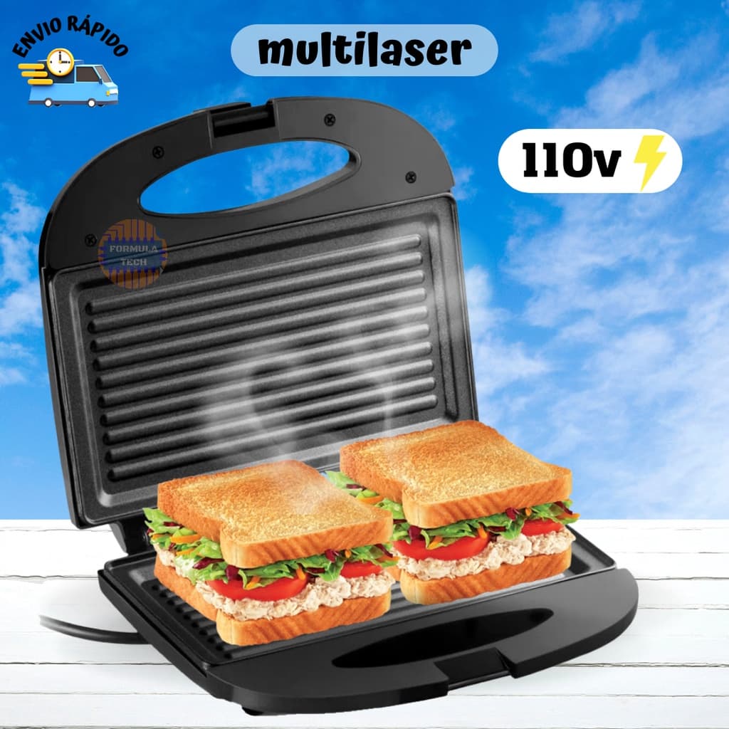 Sanduicheira Misteira e Grill Eletrica Preta 110v CE043 Multilaser Chapa Antiaderente 750w