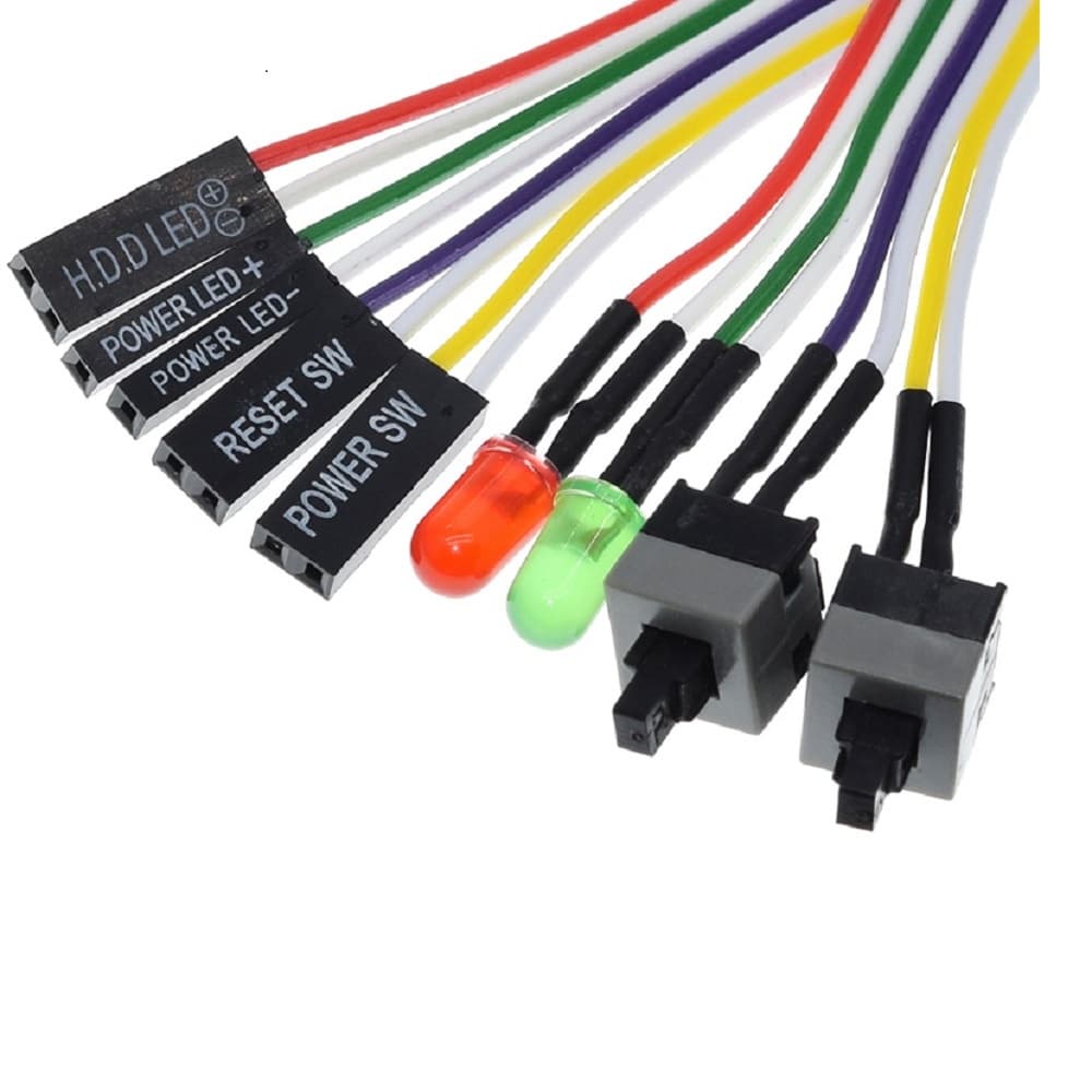Cabo De Alimentação Com Botão Power Sw Botão Reset Sw Com Leds Para Desktop  Pc Gabinete Veja
