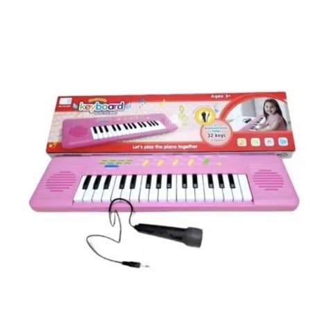 Teclado Piano Infantil Com Microfone Rosa