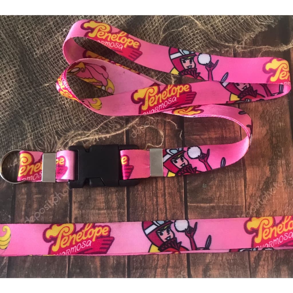Cordão para pescoço Penélope Charmosa Chaveiro Tirante com engate rápido para moto, chaveiro, chupeta ou crachá Rosa