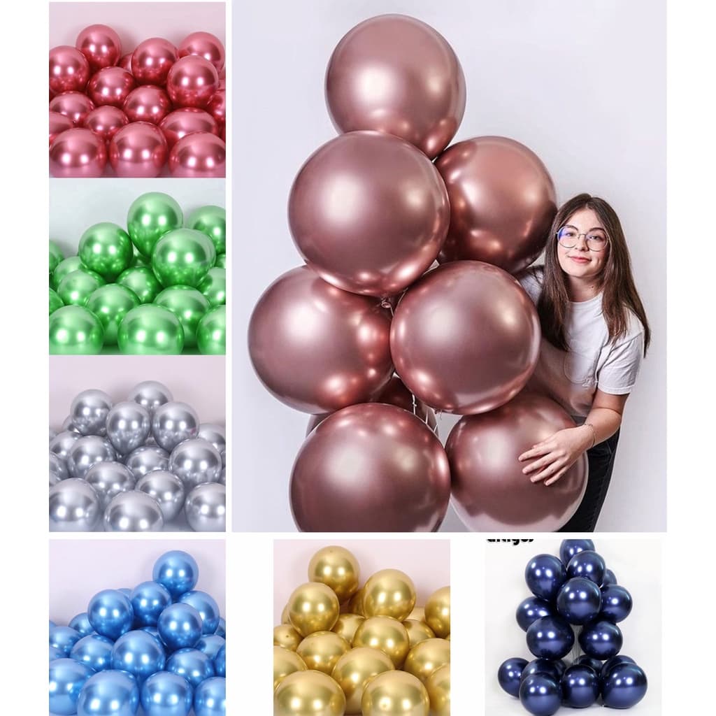 Balão 16 Polegadas Metálico Aluminio 10 Unidades Látex