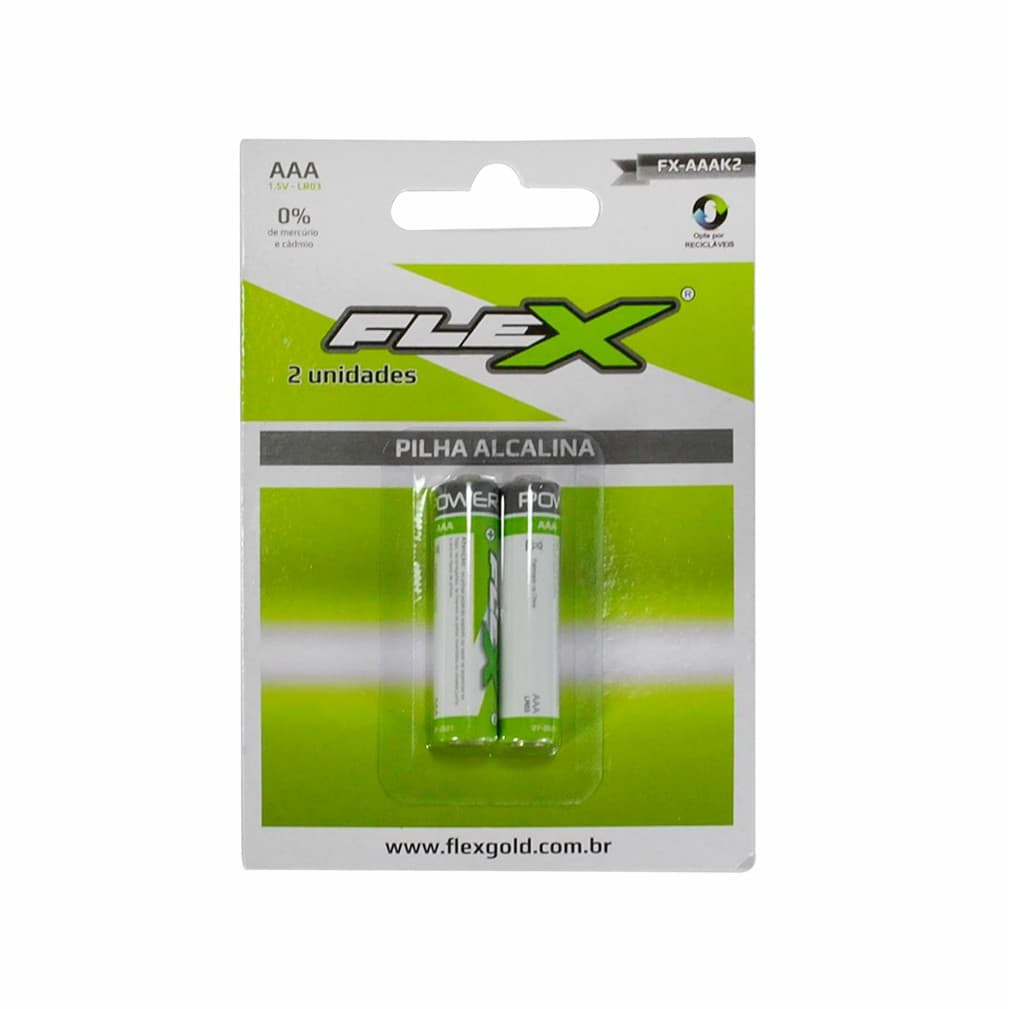 PILHA AAA ALCALINA C/2 UNIDADES - X-CELL MOD.FX- AAAK2 -Ótima Qualidade - Flex Gold