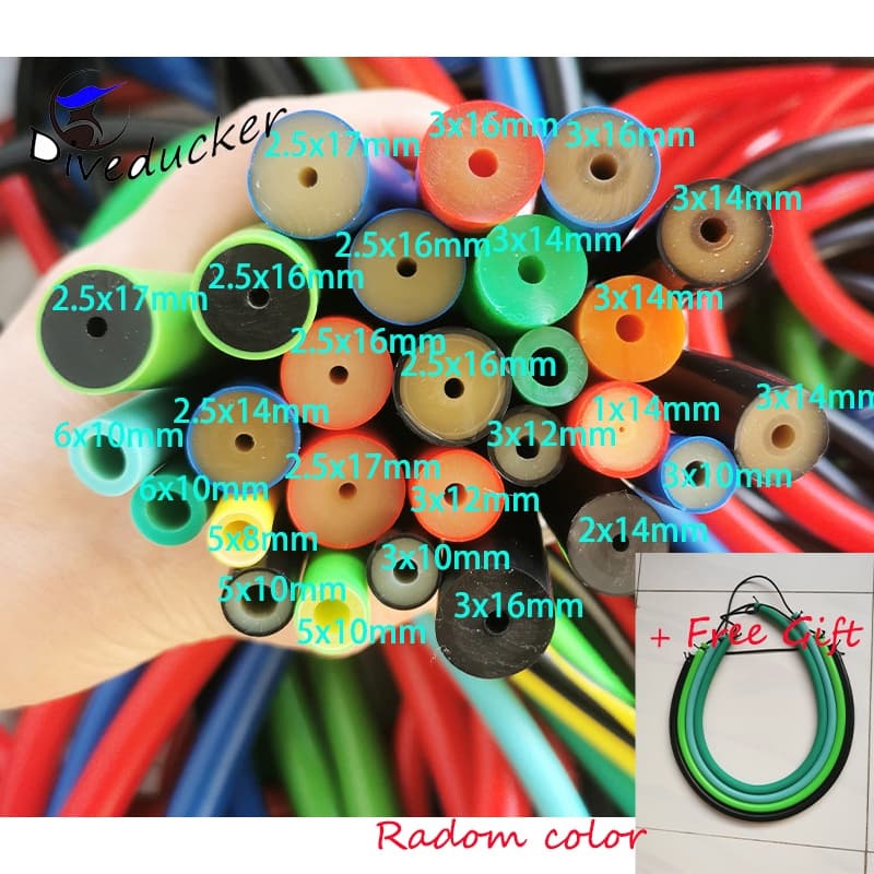 1Mete/3mm * 14mm/2.5mm * 16mm 17mm/2mm 18mm Espeargun Faixas De Borracha Emulsão Tubo De Látex Scuba De Mergulho Acessório De Pesca De Poupança