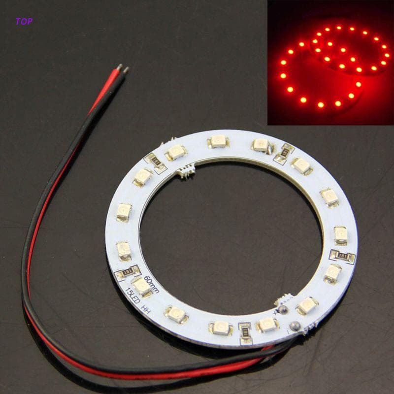 2x 12 60mm 15 Led 3528 Chip Carro Olhos Do Anjo Vermelho Luz Anel
