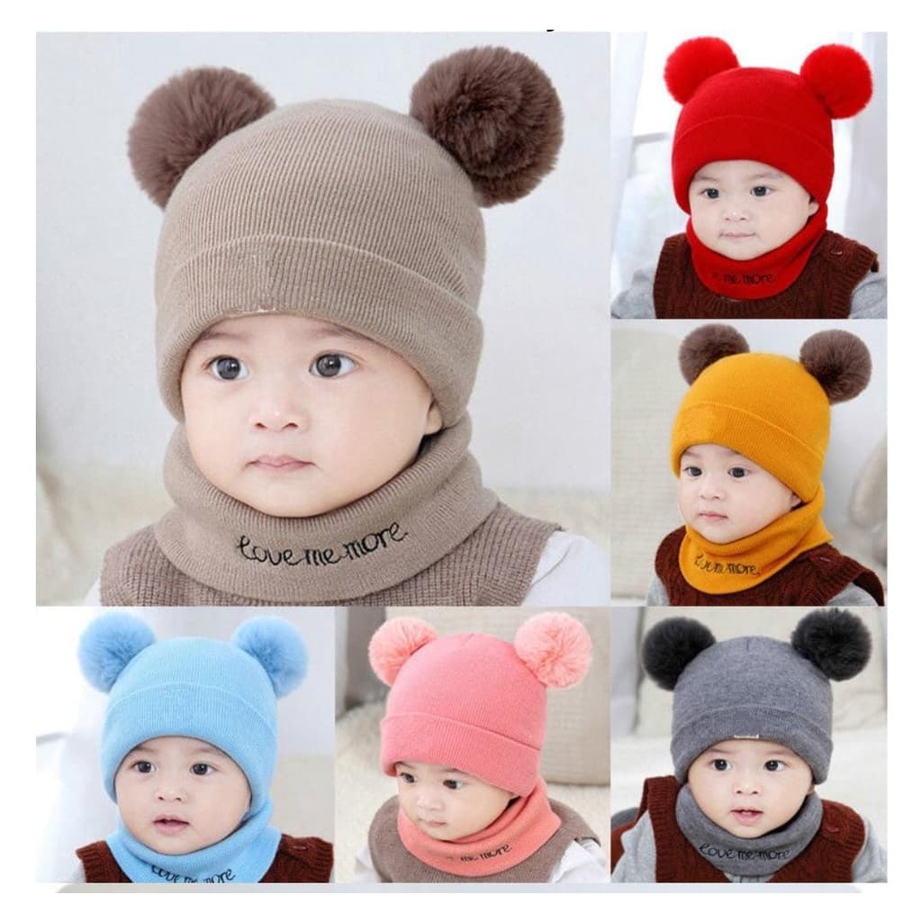 Kit Touca e Cachecol Bebê Inverno 2 a 12 Meses Unissex