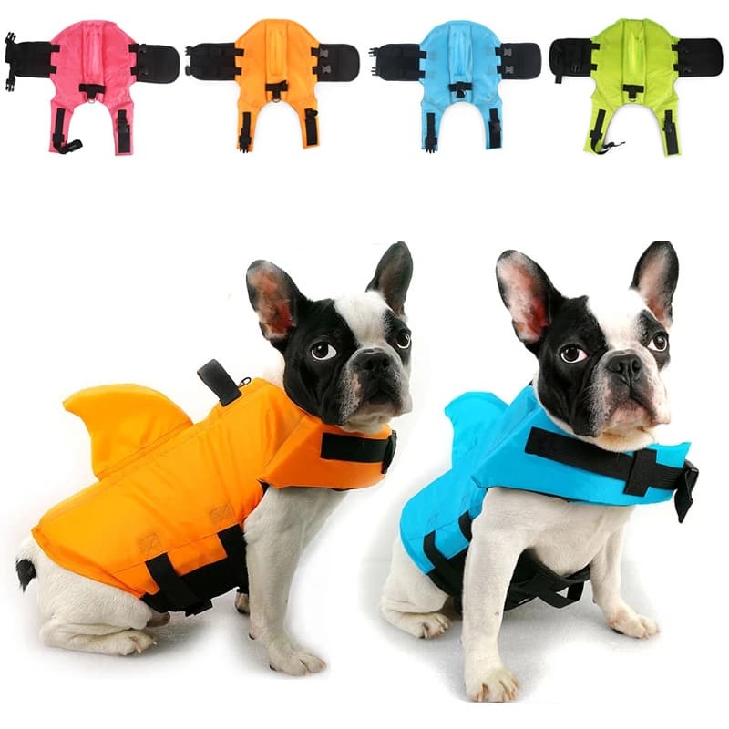 Colete salva-vidas verão tubarão para cães roupa de banho para animais de estimação