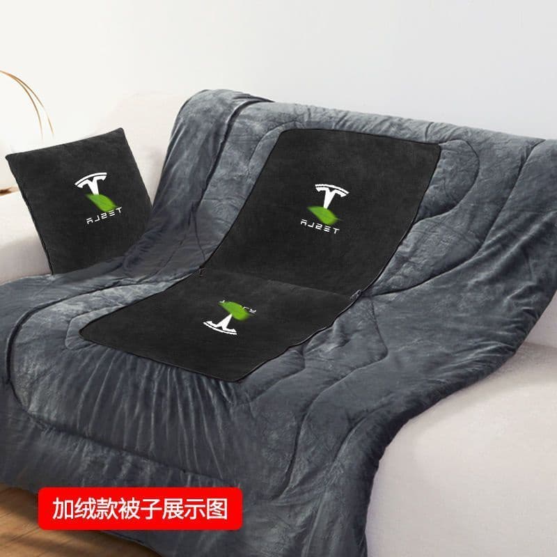 [Estoque pronto à venda] Colcha de carro Tesla Tesla❤️Model3/Y/S/X outono colcha de carro travesseiro colcha dupla utili