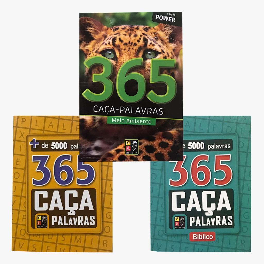 Kit 3 Livros 365 Caça Palavras Letra Grande Letrão Mais de 5000 Palavras e 366 páginas cada