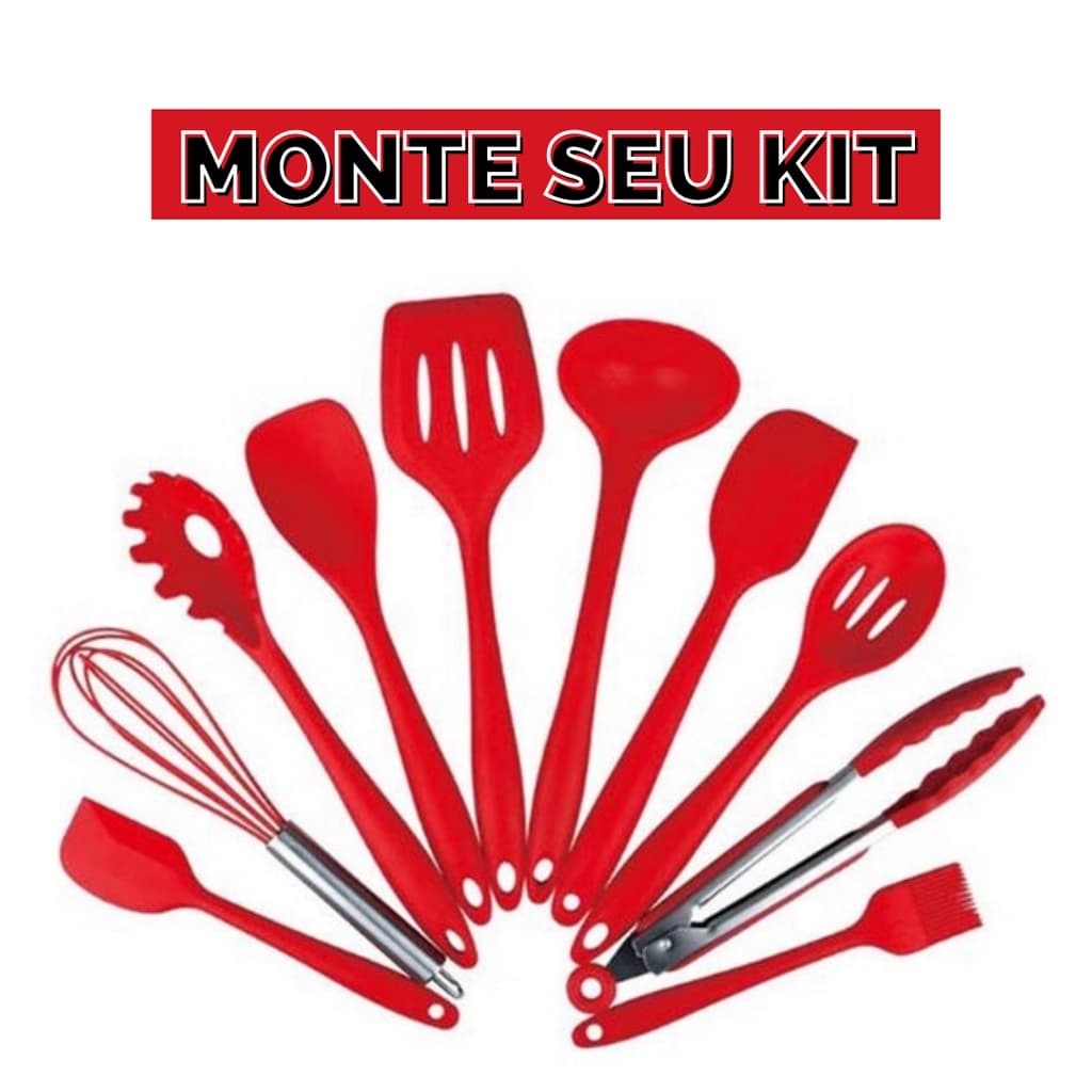 Utensílios De Cozinha De Silicone Premium Vermelho
