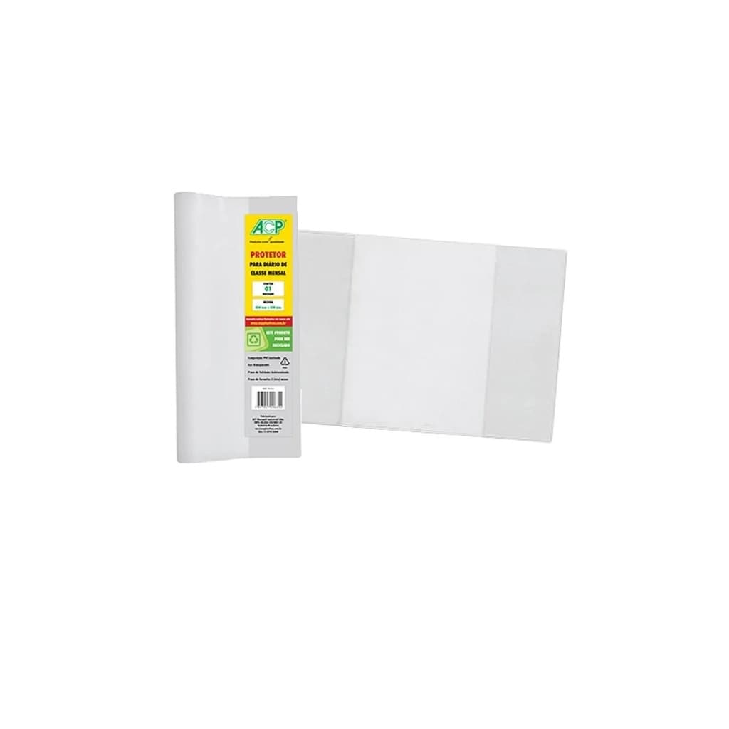 Capa Plástica P/ Diário De Classe Mensal Cristal Acp