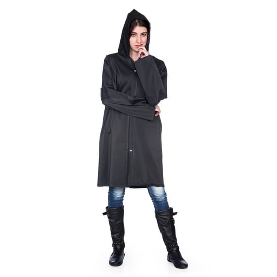 Capa De Chuva Pvc Forrada Preta