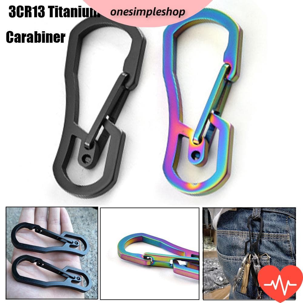Mosquetão / Chaveiro Com Fivela Em Titânio Galvanizada Preta / Prata Para Uso Externo / Escalada