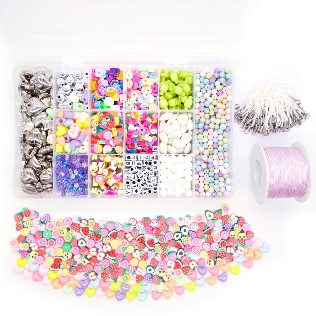 Kit Bijuteria Strap Phone Miçangas Diversas Fimo 2600 Pçs + Caixa Divisória