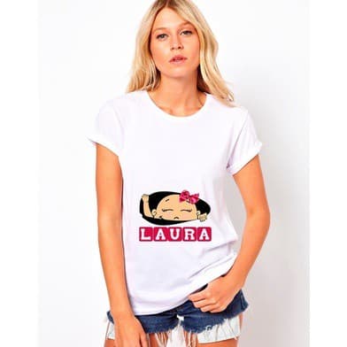 Camiseta Feminina Personalizada, Gestante Mãe Menina