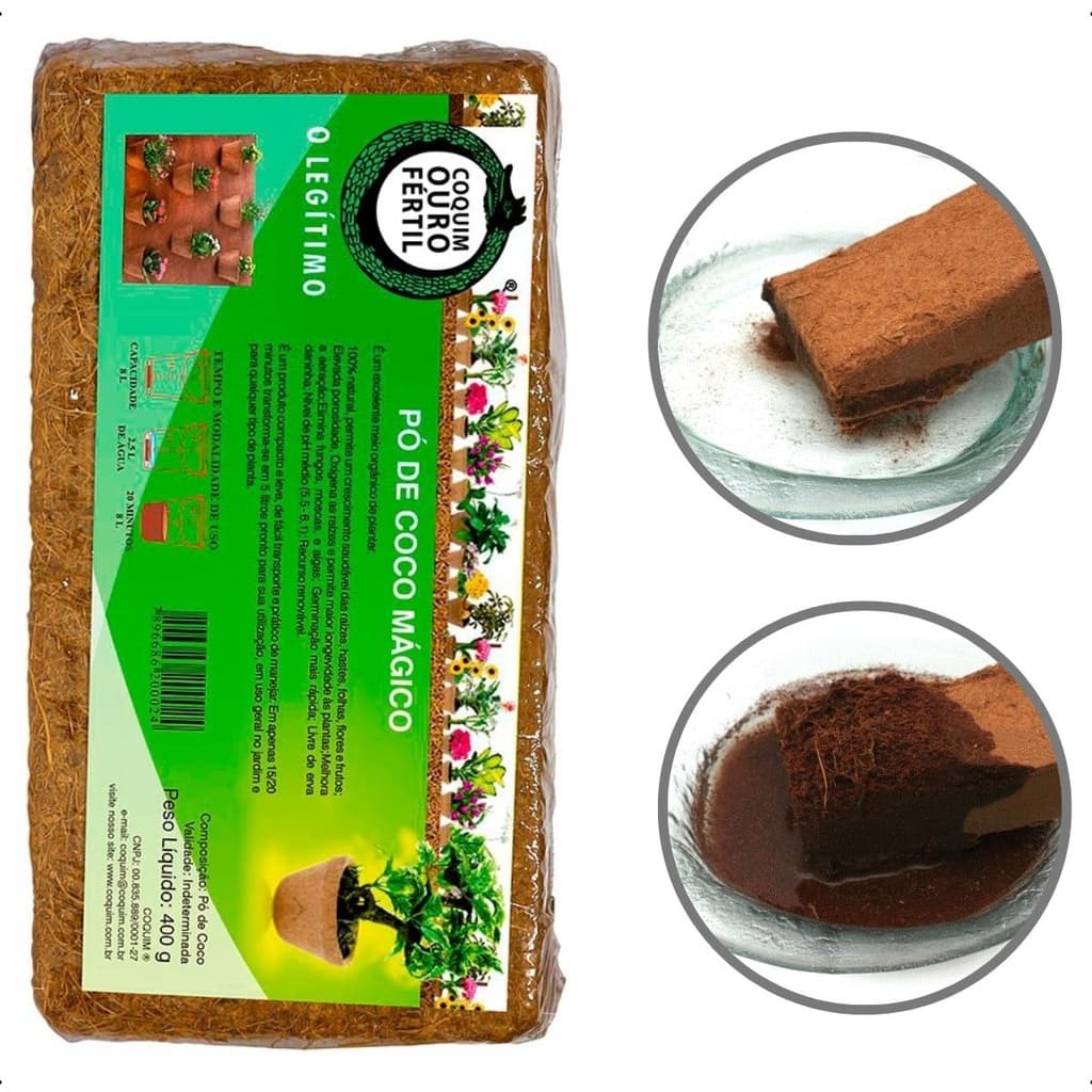 2 Pó De Coco Magico Natural Orgânico 400g - Coquim Adubo
