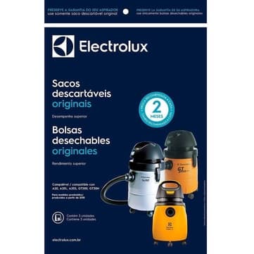 Kit C/3 Sacos Aspirador Electrolux A20 / A20L / A20S / GT300 / GT30N / GT3000 PRO ORIGINAL MODELO NOVO