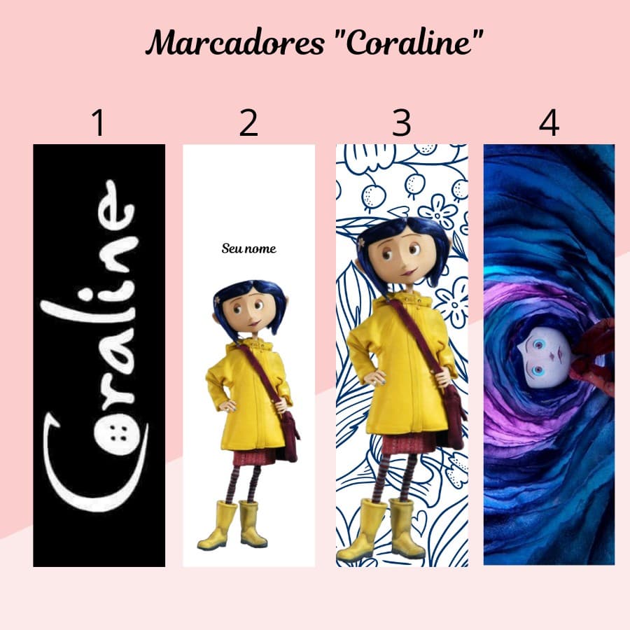 Marcador de página Coraline Plastificado (com ou sem tassel)