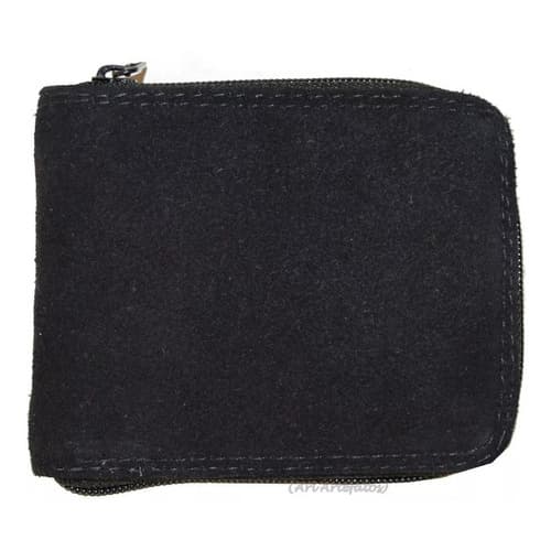 Carteira Masculina Fecho em Zíper De Couro Camurça