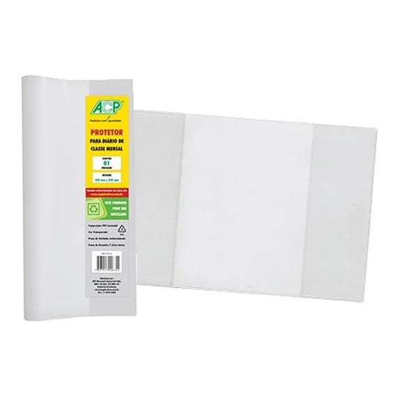 Capa Plástica p/ Diário de Classe Mensal Cristal