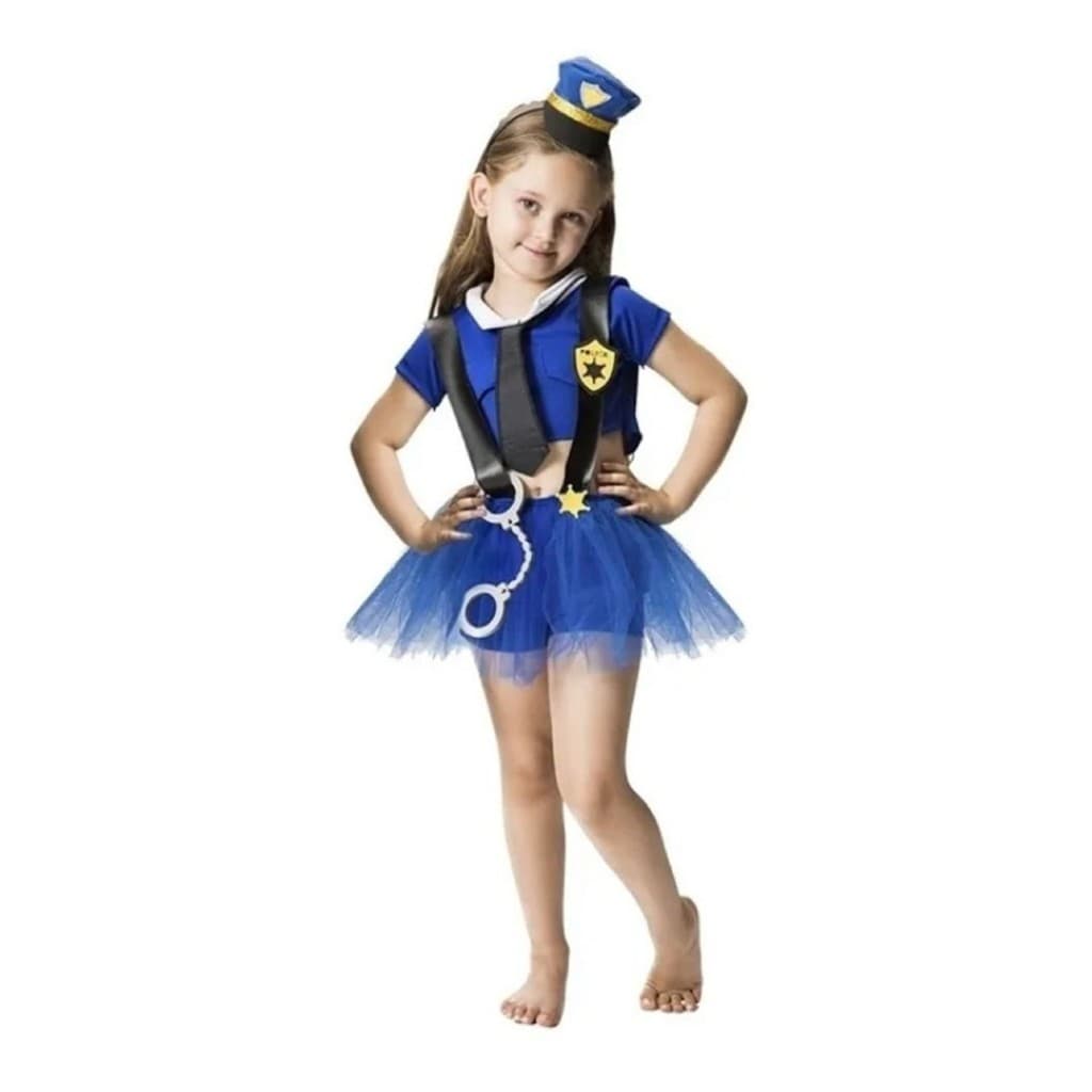 Roupa De Policial Menina Completa Super Luxo