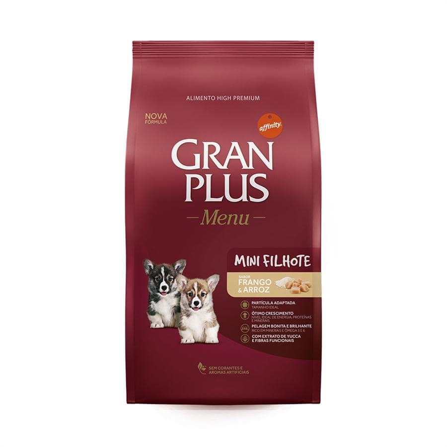 Ração Gran Plus Cães Menu Filhote Mini Frango E Arroz 1Kg