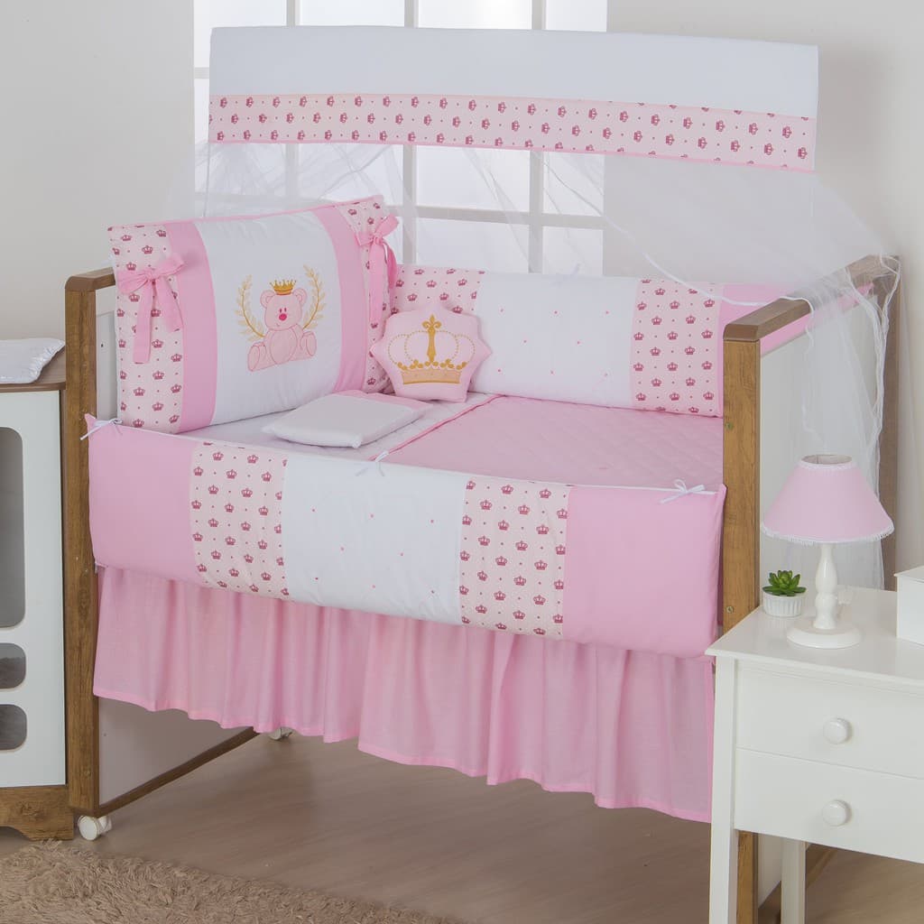 Kit Protetor Berço Ursinho 11 Peças Menina Menino