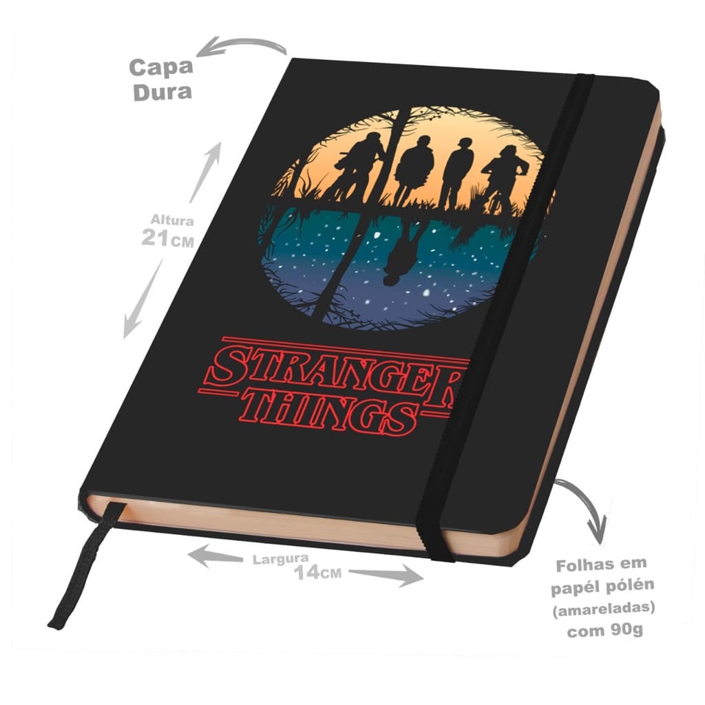 Caderneta Tipo Moleskine A5 para desenho ou anotação >> Stranger Things