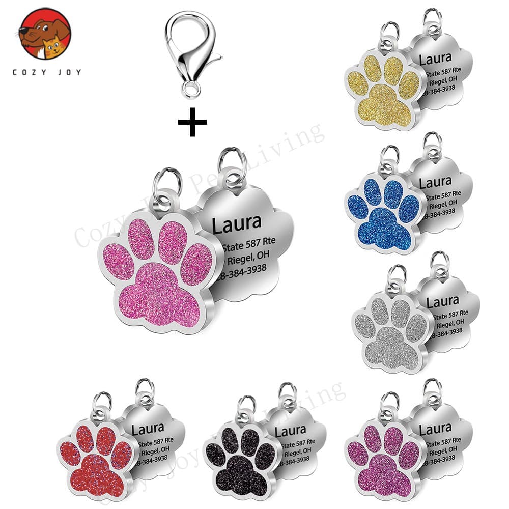 (Gravura Livre) Personalizado Pet Cat Dog Tags Pet Gravado Nome ID Número Colar Pingente De Pet Acessórios Charme