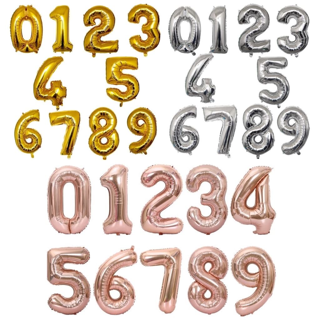Balão de Número Metalizado - 40cm - Aniversário Festa Evento