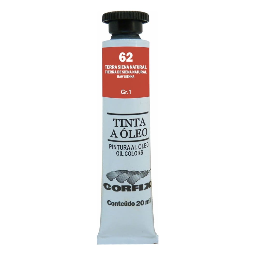 Tinta à Óleo para pintura em tela Corfix Bisnaga 20ml G1 - 62 Terra Siena Natural