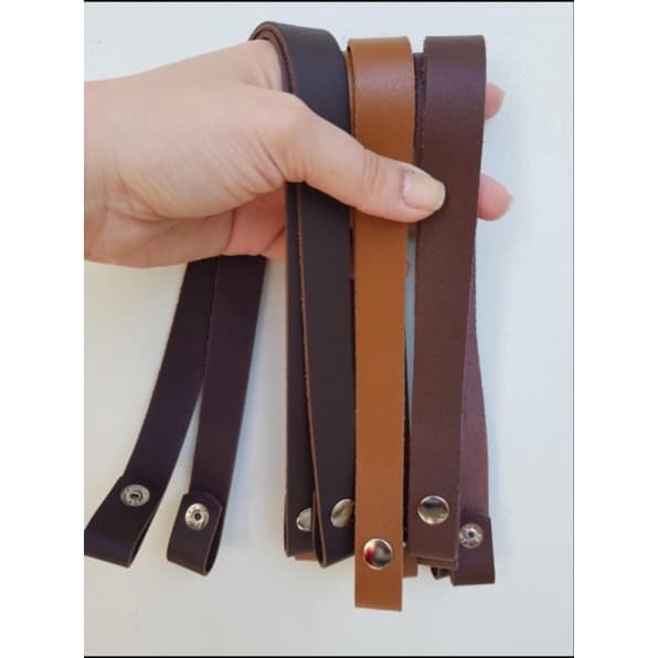 Par de Alça 2cmx60cm com Botão de Pressão em Couro Legítimo