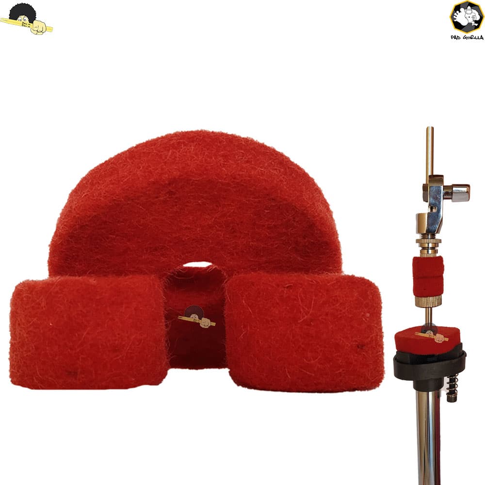 Kit de Feltros Gorilla para base e Presilha de chimbal - Lã de carneiro Vermelho