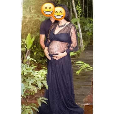 Vestido gestante sessão fotográfica com tule 3 em 1 saia longa e bojo