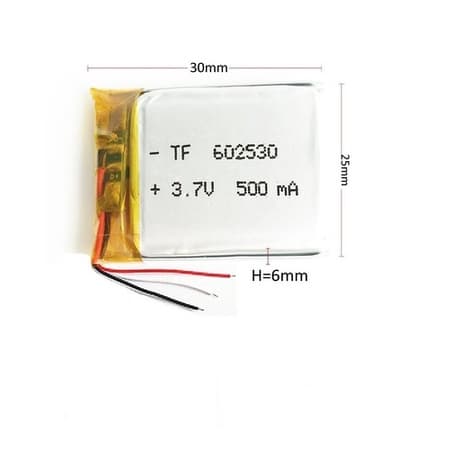 1 Peça 602530 3 Fios 3,7v 500mah 6mm X 25mm X 30mm