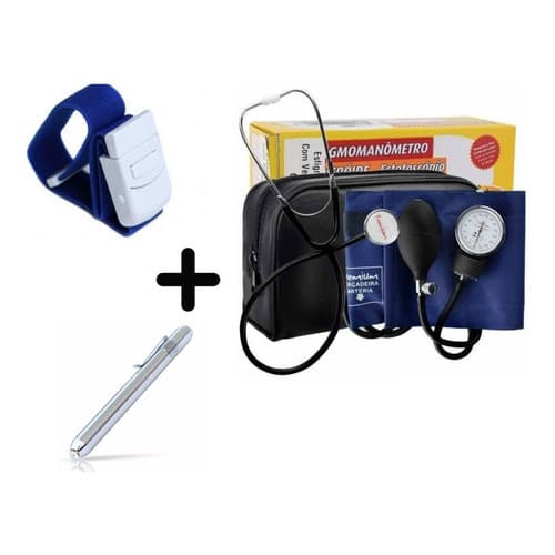 Kit Esfigmomanômetro + Estetoscópio + Garrote + Brinde