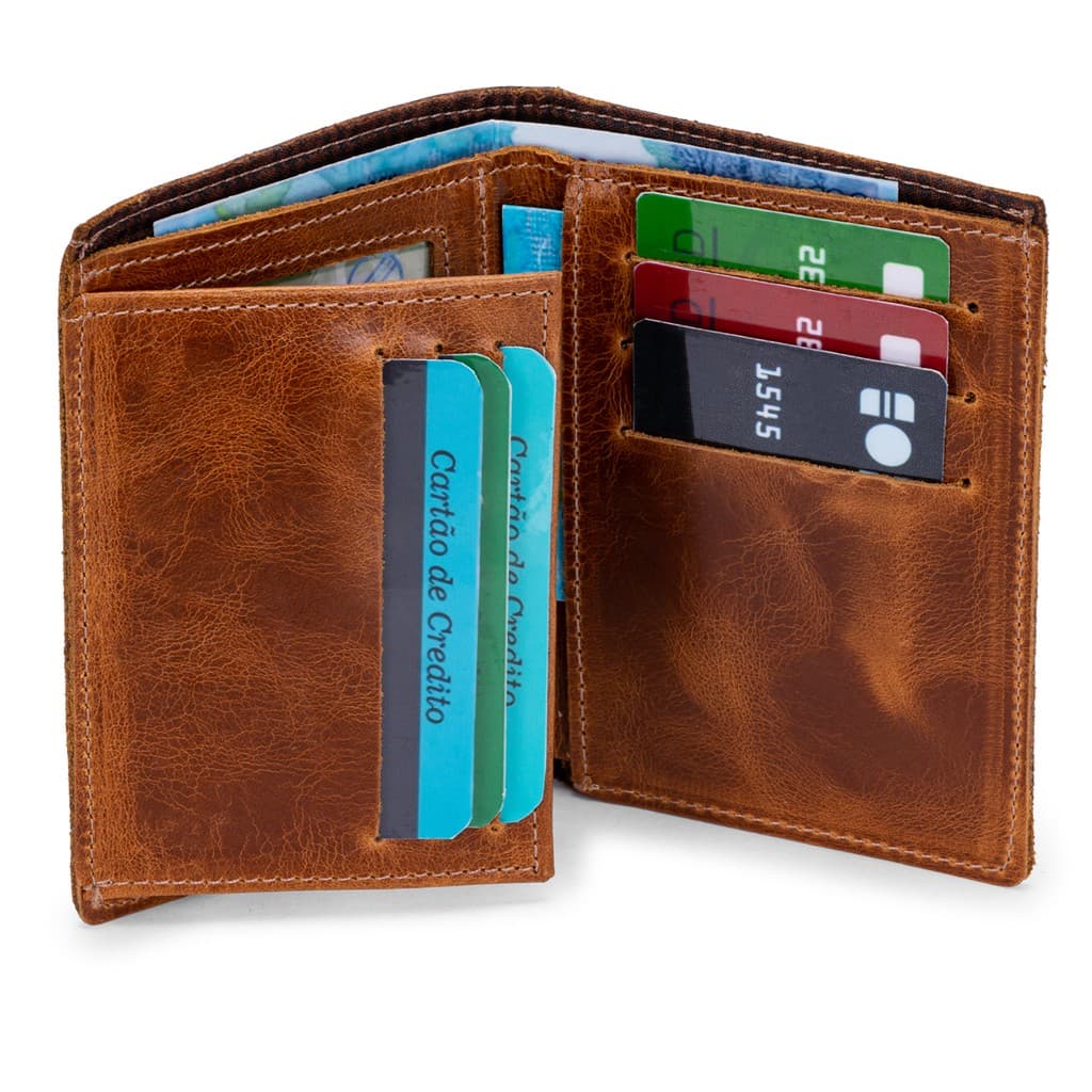 Carteira Grande Couro Legítimo Para CNH, RG, CRLV, Slots Para 6 Cartões