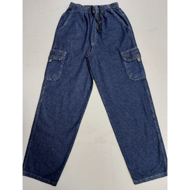 Calça Jeans Cargo Masculina Plus Size Com Elástico Extra