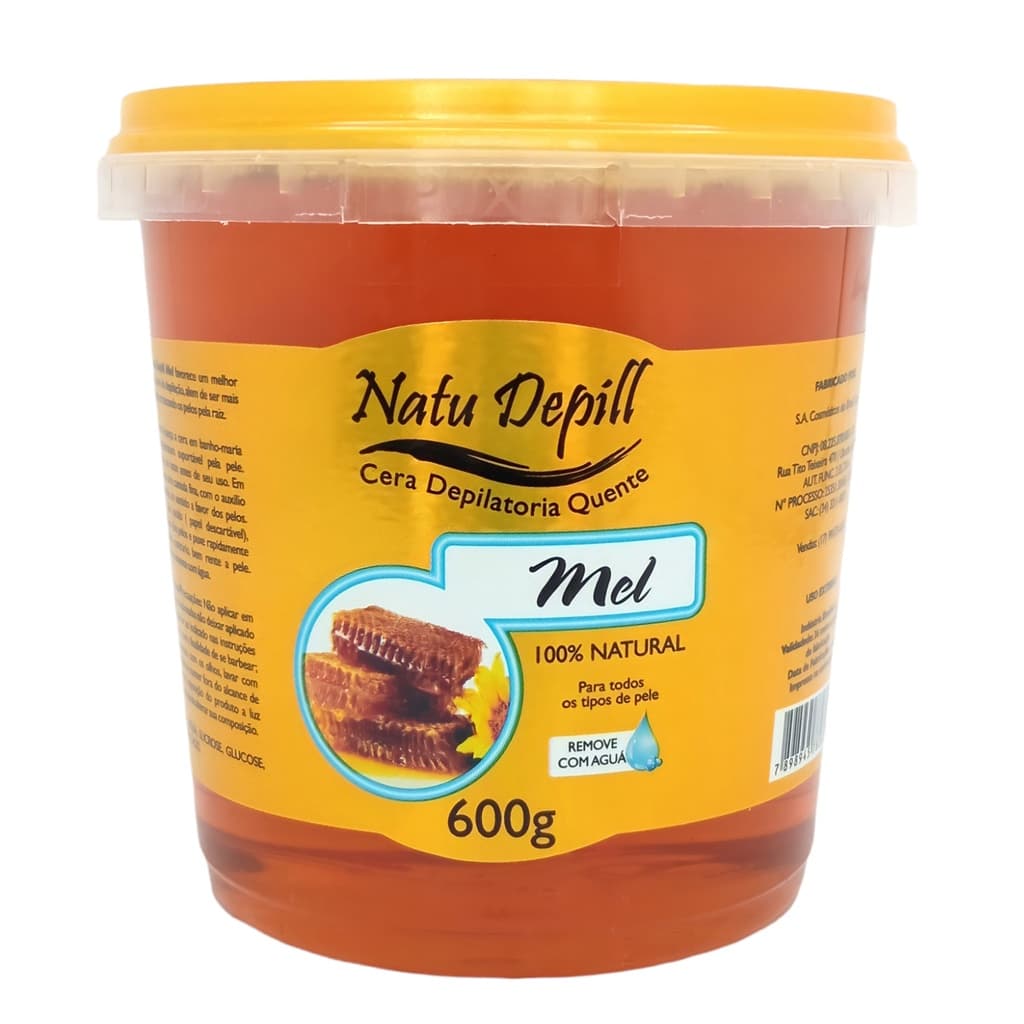 Cera Depilatória Quente Mel Remove C/ Agua Natu Depill 600g