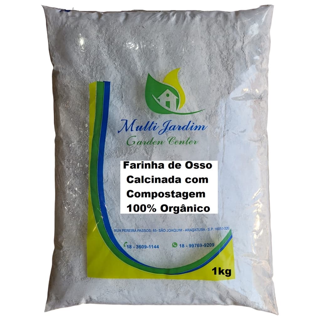 1kg Farinha Calcinada com  Compostagem Adubo Orgânico Plantas Flores e Hortaliças