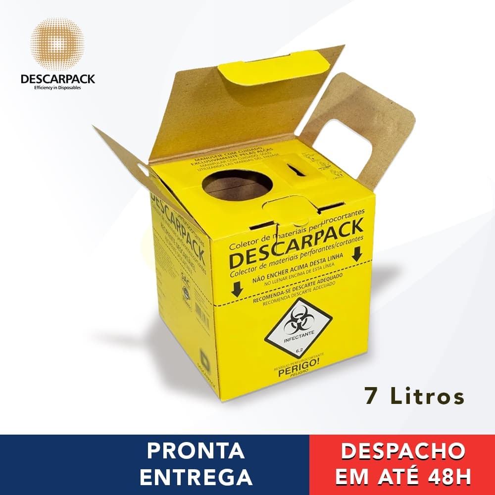 Caixa Coletora Para Descarte De Material Perfurocortante 7 Litros - Descarpack