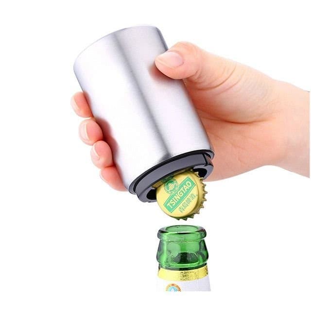 Abridor De Garrafa Automático Magnético Aço Inox Push Down