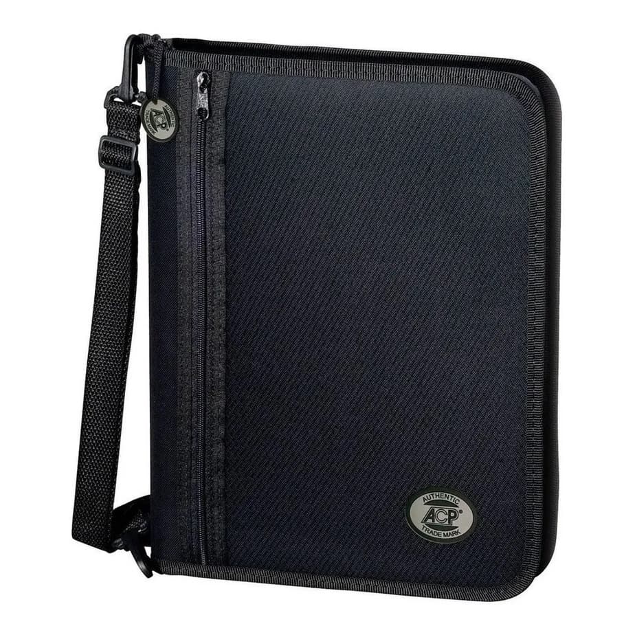 Fichario Escolar Universitario Preto Nylon C/ Ziper Alça Acp